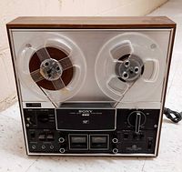 Front view of Sony TC-377 deck with two reels attached