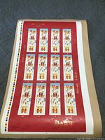 Full sheet of stamps laid out