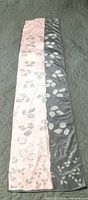Full view of Vera pink and grey leaf scarf