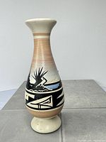 Full view of Cedar Mesa vase front showing motif and pedestal base