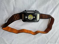 Front view of Duracell headlamp with elastic strap