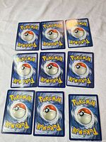 Backs of nine Pokémon cards