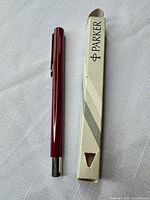 Pen alongside Parker sleeve box