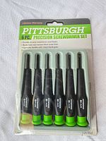 Front view of packaged Pittsburgh 6-piece precision screwdriver set