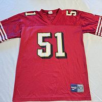 Full front view of jersey showing number, color, brand patch