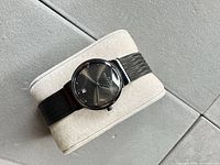 Full view of Skagen watch on display pillow