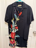 Front view of shirt and dress showing matching floral print