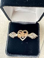 brooch in display box showing front design and colors