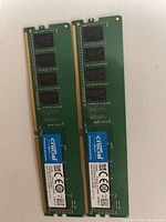 Front view of both Crucial 4 GB DDR4 modules