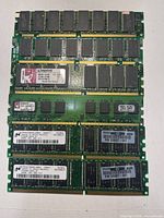 All eight DDR-400 DIMMs laid out for overview