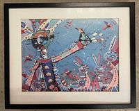 Front view of framed print showing artwork, mat and black frame