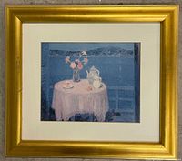 Front view of framed still life print