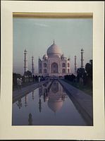 Front view of framed Taj Mahal photograph showing image, mat and frame