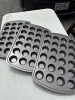 Three mini muffin pans top view showing cup layout