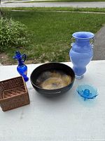All five décor items grouped on table