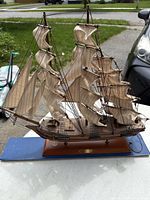 Starboard side full view of model on stand