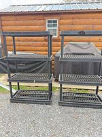 Front view of two 4-tier shelves