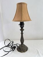 Full view of lamp with shade, cord visible