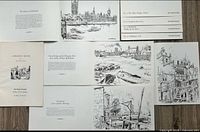 Overview of folio cover, text sheets and assorted loose plates laid out