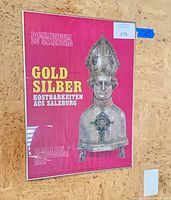 Full view of framed 1984 Gold Silber Salzburg poster on wall