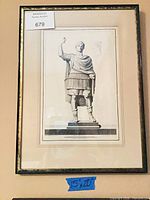 Framed engraving showing entire artwork within frame