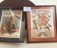 Front view of both framed Saturday Evening Post cover prints