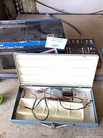 Printer box, slide sorter case open showing interior, converter box partially visible