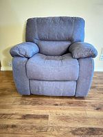 Front view of gray microfiber manual recliner chair