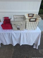 All three baskets side by side on table