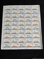 Entire sheet of 50 Canadian 14¢ ship stamps