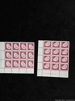 Two stamp blocks side by side showing all 24 stamps