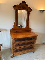 Front view of dresser with mirror attached