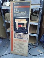 Factory-sealed box showing Hirsh 5 ft workbench packaging