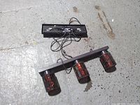 Top view of full fixture with wiring and three mosaic glass shades