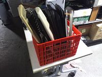 Crate on table showing multiple keyboards from side