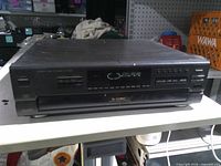 Front view showing Technics branding, display, control buttons and 5-disc tray closed