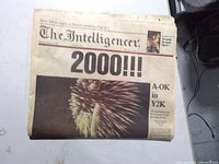 Front page of The Intelligencer with 2000!!! headline