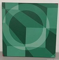 Front view of abstract geometric green painting