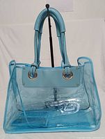 Front view of transparent blue Dolce & Gabbana PVC tote