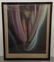 Frontal view of framed pastel painting