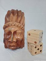 Mask front with two dice stacked in front