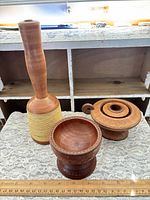 All three wooden items with ruler for scale