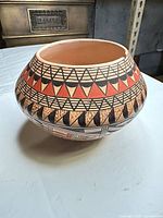 front view of painted clay vase