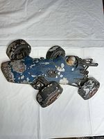 full view of blue diecast race car