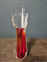 Front view showing clear exterior and red inner layer