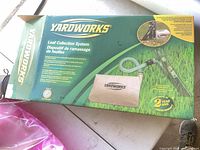 boxed Yardworks Leaf Collection System with hose and bag pictured
