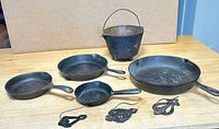Full group shot of all cookware and trivets