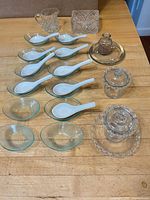 Group shot of all serveware items on table