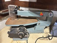 Full view of King 16" scroll saw showing main body, table and motor