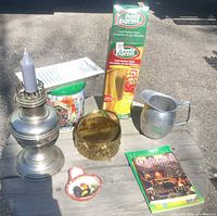 Group shot showing all items on outdoor table